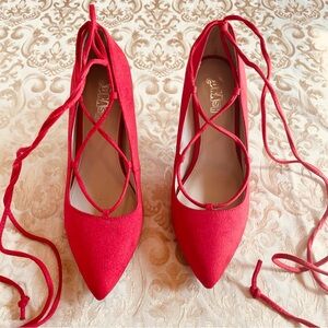 Red Lace-Up Heels